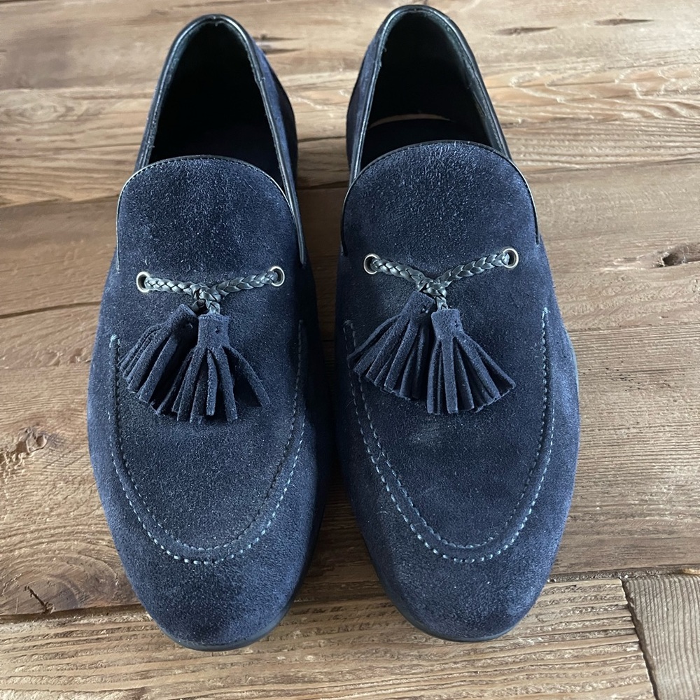 Harry’s of London Vibram Navy Blue Suede Tassel Slip-On Loafers